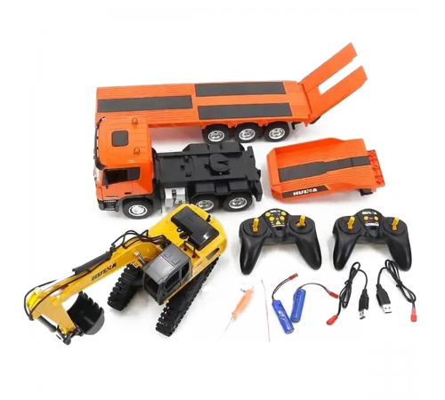 Радиоуправляемый грузовик трейлер с экскаватором HUINA 1:24 - HN1319