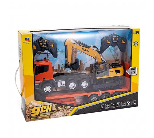 Радиоуправляемый грузовик трейлер с экскаватором HUINA 1:24 - HN1319