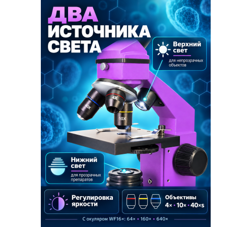 Микроскоп Levenhuk Rainbow 2L PLUS