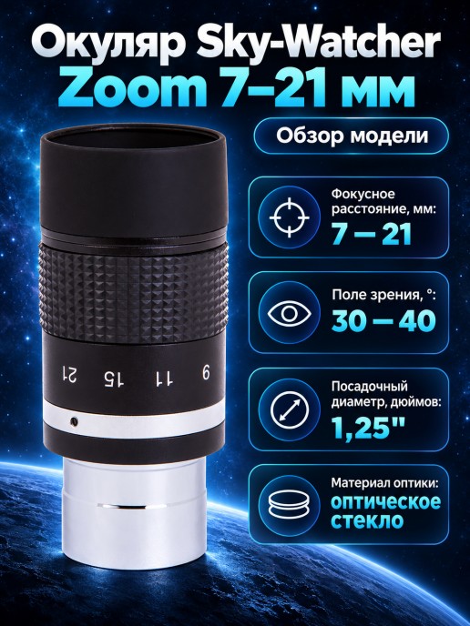 Окуляр Sky-Watcher Zoom 7–21 мм