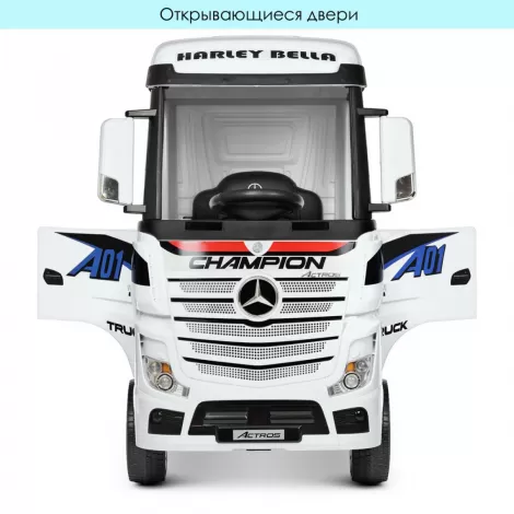 Детский электромобиль фура Mercedes-Benz Actros 4WD 12V с прицепом - HL358-LUX-WHITE-TRAILER