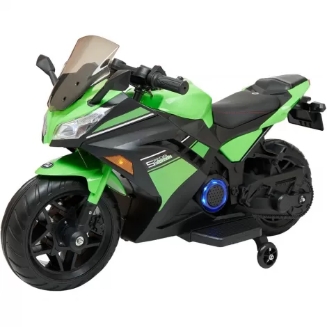 Детский электромотоцикл Kawasaki Ninja (12V, EVA, спидометр, ручка газа) - DLS07-GREEN