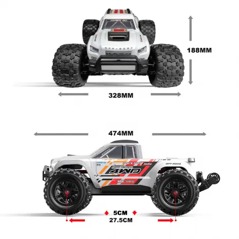 Радиоуправляемый монстр MJX Hyper Go Brushless 4WD 2.4G LED 1:10 - MJX-10208-V1-WHITE