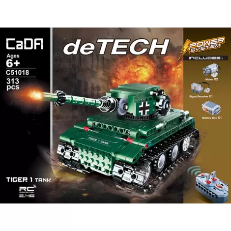 Конструктор Double E Cada Technics, Танк Tiger 1, 313 деталей, пульт управления - C51018W