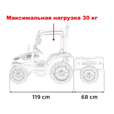 Детский электромобиль трактор с прицепом (зеленый, EVA, пульт, 24V) - BLT-206C-24V-GREEN