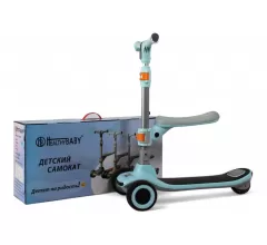 Детский самокат HB-009 с сиденьем, музыкой, цвет синий