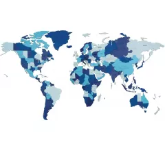 EWA Деревянная Карта Мира настенная, объемная 3 уровня, размер S (100x55 см), цвет синий