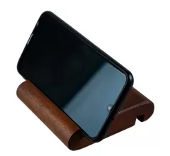 Подставка под телефон из дерева 10x10 см (массив бука, пропитка каштан)