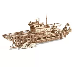 Механическая деревянная сборная модель Wood Trick Исследовательская Яхта (Корабль)