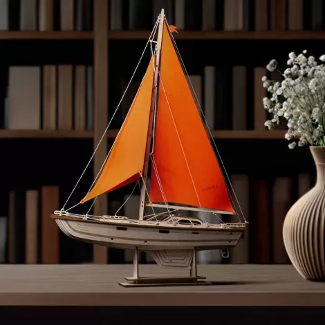 Сборная модель из дерева Lemmo Корабль Парусная Яхта "Оранжевый бриз"