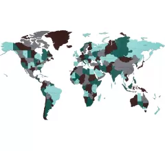 EWA Деревянная Карта Мира настенная, объемная 3 уровня, размер L (192x105 см), цвет изумуруд