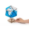Конструктор деревянный 3D EWA Глобус Икосаэдр с секретом (шкатулка, сейф) синий