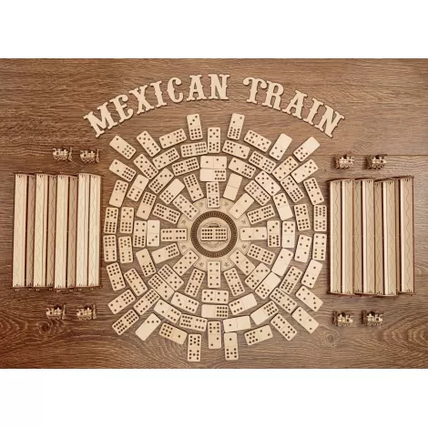 Сборная деревянная настольная игра 3D EWA Домино Мексиканский поезд