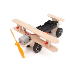 Деревянный конструктор с мотором Самолет со светом