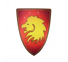 Треугольный щит детский Голова льва из дерева (красный)