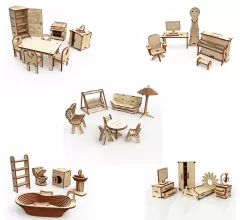 Большой набор кукольной мебели из дерева ХэппиДом Premium