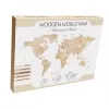 EWA Деревянная Карта Мира настенная, объемная 3 уровня, размер S (100x55 см), цвет натуральный